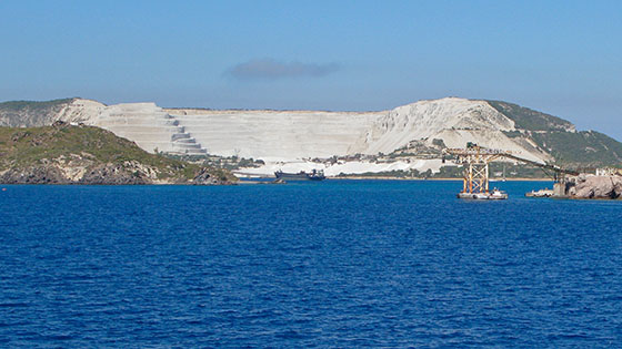 Pumice quarry on Gyali island (also spelled Yiali or Yali)